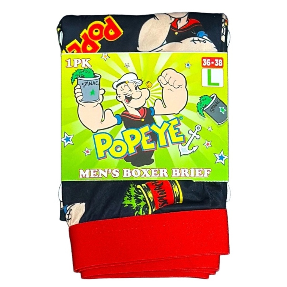 Popeye Men's Boxer Brief - Black and Red